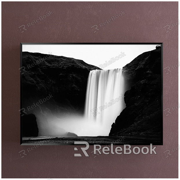 Modern Landscape Painting Black and White Landscape Waterfall Decorative Painting model