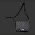 Modern Simple Design Blue Checkered Shoulder Bag With Black Strap And Metal Buckle