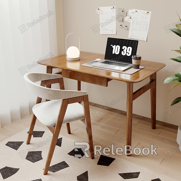 Modern Desk Chair Combination Desk Book Chair Laptop Table Lamp model