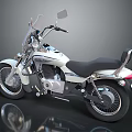 White Cruiser Motorcycle With Black Seat Windshield Chrome Accents And Shiny Wheels On Dark Background