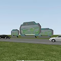Outdoor Springtown Billboard Displaying Green Landscape With Trees And Cars On Roadside Under Blue Sky
