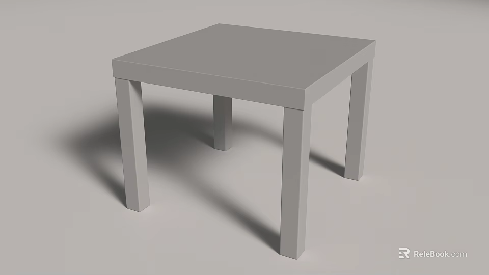 Square Gray Table With Simple Design And Four Straight Legs 3d model