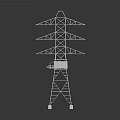 High Voltage Electric Power Transmission Tower With Metal Lattice Structure And Equipment