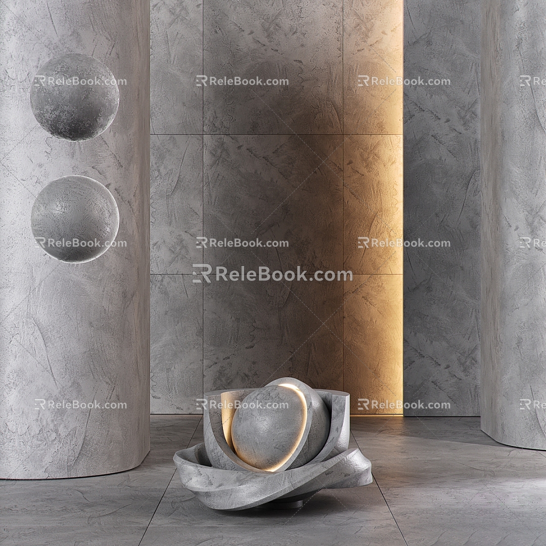 Modern wall texture cement 3d model