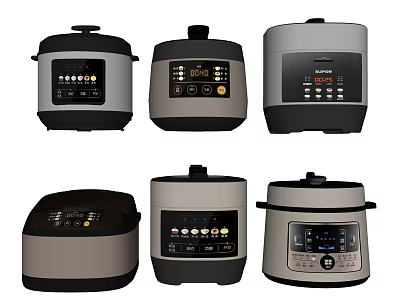 Modern Multifunctional Kitchen Appliances With Various Control Panels And Designs 3d model