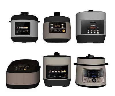 Modern Multifunctional Kitchen Appliances With Various Control Panels And Designs 3d model