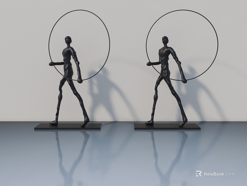 Black Metal Swing Door Design With Light Colored Wall And Reflective Floor 3d model 