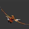 Vibrant Orange And Red Feathered Flying Animal Spreading Wings With White Tail Feathers