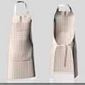 Classic Checkered Cotton Aprons With Front Pockets And Adjustable Tie Straps 3d model