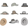 Stylish Hats Various Styles and Colors Arranged on Gray Wall Display for Fashion Accessory Collection