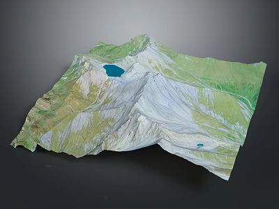 Detailed Terrain Model With Mountain Ranges Lakes And Green Vegetation Cover 3d model