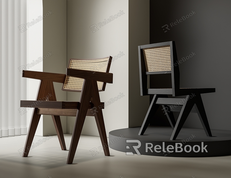 Cassina Rattan Dining Chair Single Chair Leisure Chair model