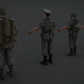 Military Game Movie Characters in Green Uniforms with Different Poses 3d model