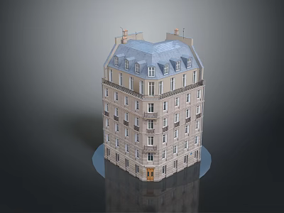 Cartoon Scene 3D Building Model With Multiple Floors And Classic Sloped Roof Design 3d model