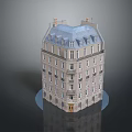 Cartoon Scene 3D Building Model With Multiple Floors And Classic Sloped Roof Design