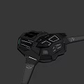 Futuristic Black Spaceship Showcasing Sleek Design And Illuminated Geometric Structures