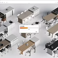 Modern Office Desk Designs With Wooden Tops Metal Frames And Matching Chairs