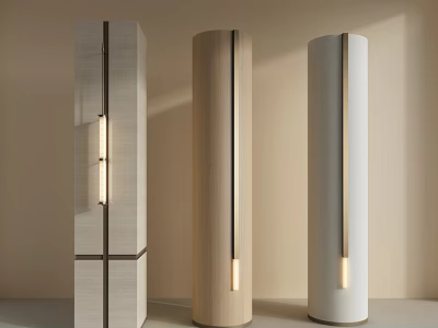 Modern Decorative Columns With Different Materials And Built In Lighting 3d model