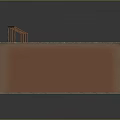 Commercial Building Model With Retail Shops Brown Walls Gray Roof And Orange Railings