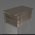 Rustic Wooden Storage Box with Open Lid and Natural Plank Surface Design 3d model