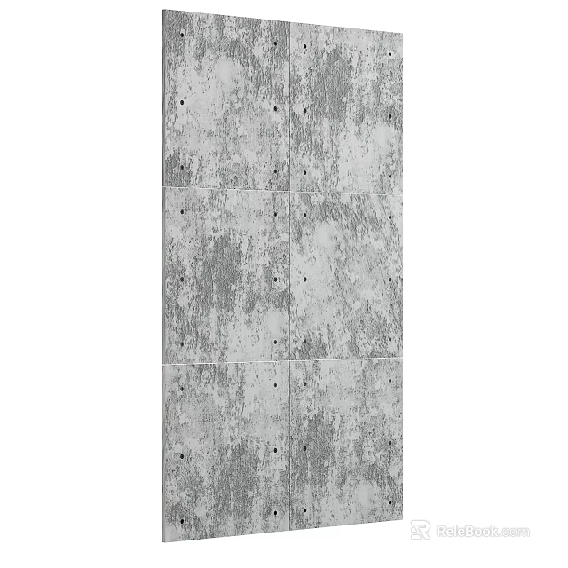 Gray Concrete Wall With Natural Texture Spots And Visible Nail Holes 3d model 