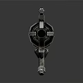 Futuristic Mechanical Weapon With Industrial Metal Structure And Detailed Components