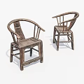 Pair Of Vintage Wooden Leisure Chairs With Curved Armrests And Classic Design