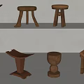 Middle Style Round Stool 3d model