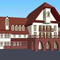 Traditional Detached Villa With Red Brown Roof White Walls And Arched Porch