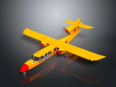 Yellow FIRE BIRD Seaplane Model With Twin Propellers And Streamlined Design 3d model
