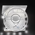 Modern Exhibition Booth With Circular Top Lighting And White Display Cabinets For Product