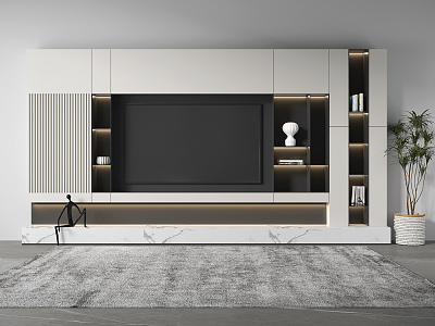 Modern TV background wall Simple TV wall 3d model