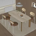 Minimalist Dining Table And Chairs Set With Wooden Top Woven Back Leather Seats Metal Legs