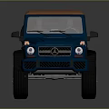Blue Off Road SUV With Orange Roof Large Tires And Side Steps