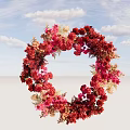 Colorful Floral Installation Wreath With Red Pink Flowers And Blue Sky Background