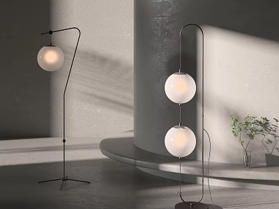 Modern Floor Lamp Design With White Globe And Black Metal Stand For Contemporary Indoor Lighting 3d model
