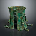 Ancient Bronze Clothing Accessories With Decorative Rings And Green Patina