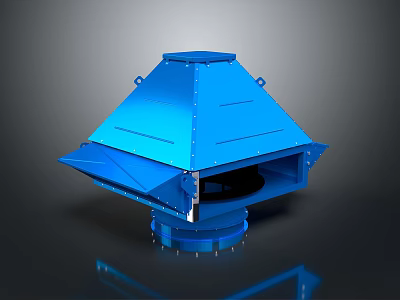 Blue Industrial Conical Ventilation Equipment With Base And Top Structure 3d model
