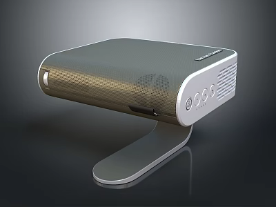Modern Silver Metallic Projector with Sleek Design Adjustable Stand Control Buttons and Grilles 3d model