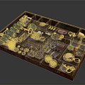 Wooden Storage Box Organizer With Multiple Compartments And Small Decorative Items