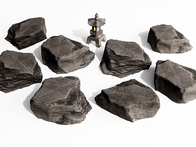 Modern landscape stone black stone set stone courtyard sketch model