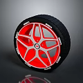 Stylish Red And Silver Car Wheel Rim With Black Tire For Automotive Parts