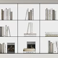Books and Magazines Neatly Arranged on Modern Minimalist Multi Compartment Shelf with Various Colored Spines
