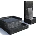 Black Marble Garden Decor Water Fountains With Square Design And Cascading Water