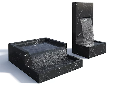 Black Marble Garden Decor Water Fountains With Square Design And Cascading Water 3d model