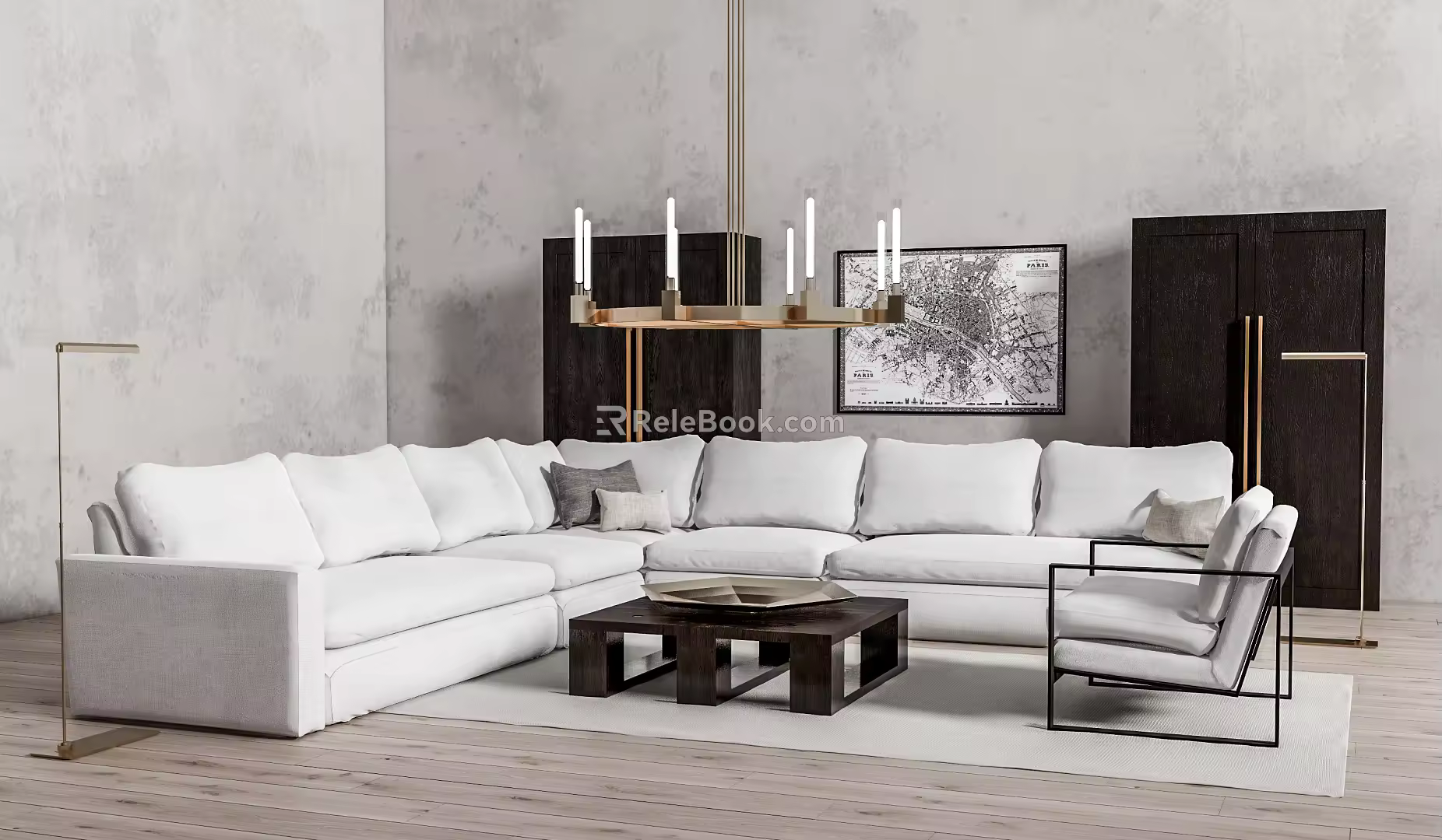 Modern Sofa Coffee Table Combination Multi-person Corner Sofa Coffee Table Combination 3d model