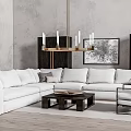 Modern Sofa Coffee Table Combination Multi-person Corner Sofa Coffee Table Combination 3d model