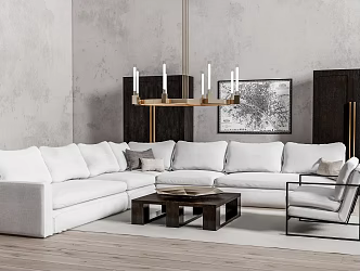Modern Sofa Coffee Table Combination Multi-person Corner Sofa Coffee Table Combination 3d model