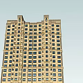 Modern Classical High Rise Residential Building With Brown Beige Facade And Multiple Windows 3d model