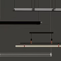 Modern Linear Chandelier With Black Metal Frame White Light Bars And Suspended Structure Design